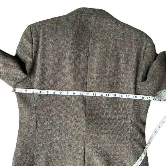Vintage By Haggar Mens Brown Herringbone Wool Tweed Two Button Sport Coat Sz.42L